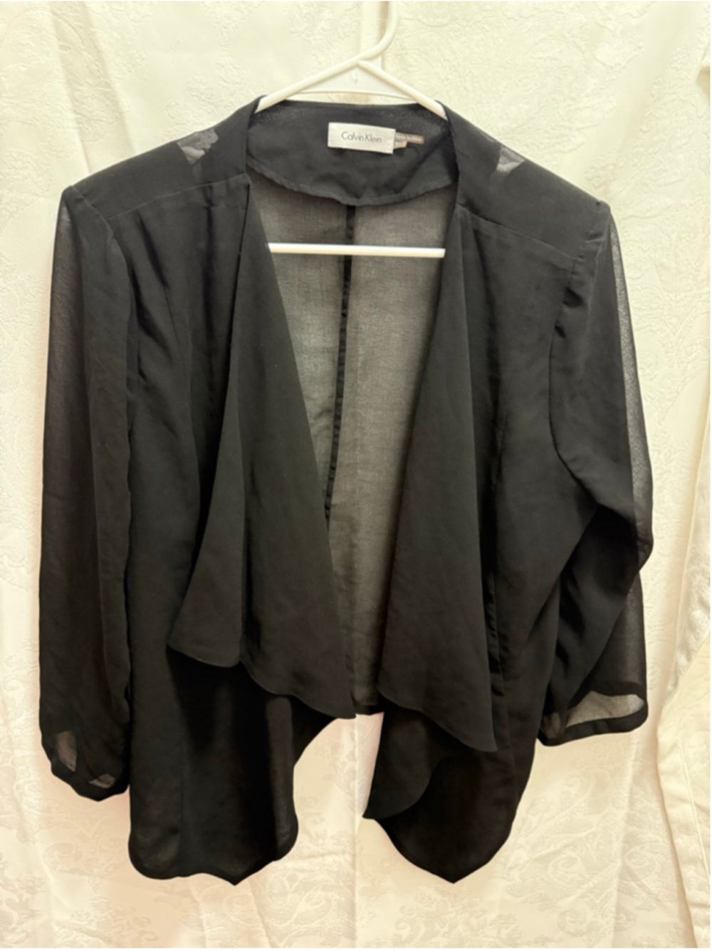 Women's Calvin Klein Black Sheer Open Front Blazer Jacket XL